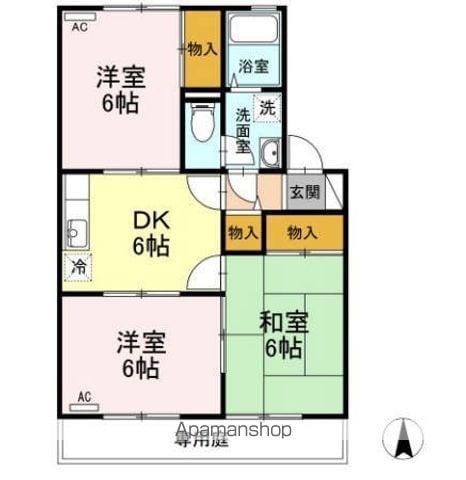 セントラルヴィレッジ桑原 B(2LDK/1階)の間取り写真