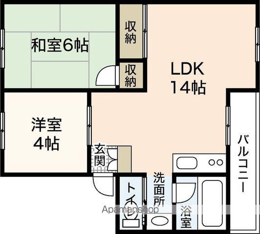 木本レジデンスB棟(2LDK/3階)の間取り写真