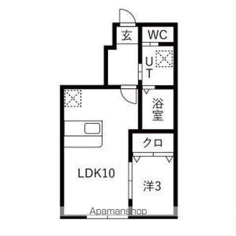 ほのむA棟(1LDK/1階)の間取り写真