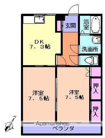 ライフステージ(2DK/5階)の間取り写真