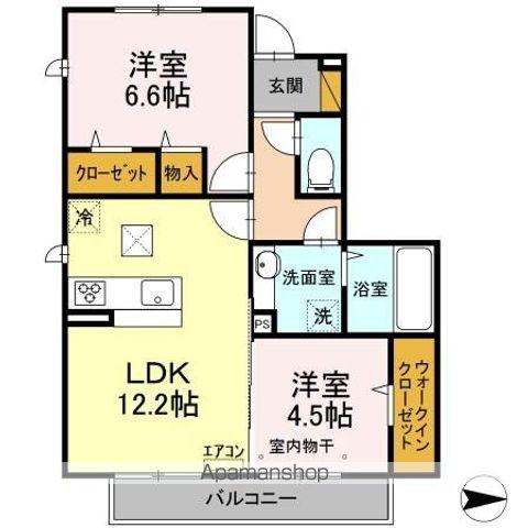 アヴェール(2LDK/1階)の間取り写真