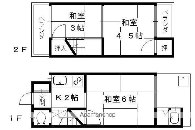 阪急電鉄嵐山線 上桂駅 徒歩17分 2階建 築84年(3K)の間取り写真