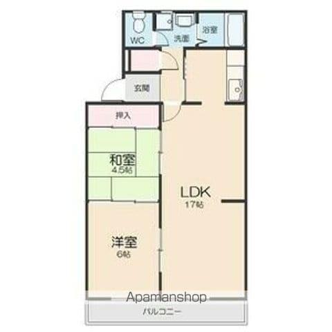 ニューパピリオン加藤(2LDK/3階)の間取り写真