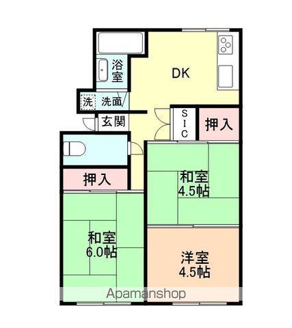 シンフォニー石坂Ⅰ(3K/2階)の間取り写真