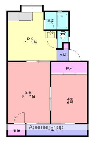 ハイツタカノ(2DK/2階)の間取り写真