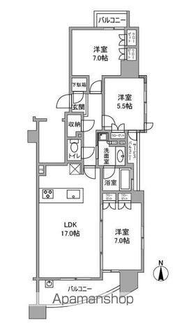 プレティナレジデンス橦木町(3LDK/12階)の間取り写真