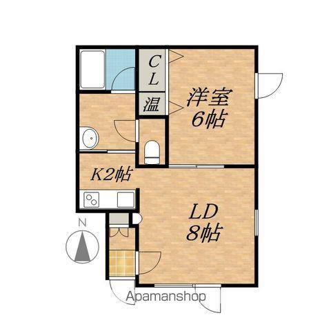 リリィバレー(1LDK/2階)の間取り写真