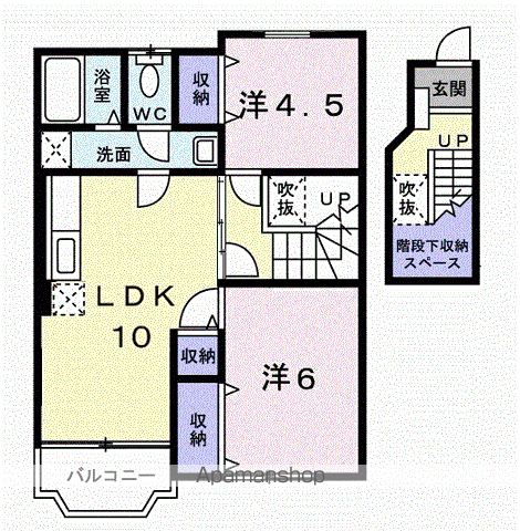 ルミエールⅠ(2LDK/2階)の間取り写真