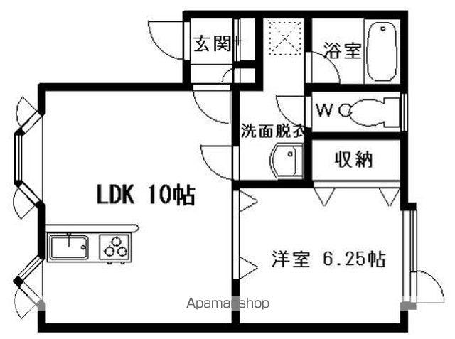 CASTLE M・KⅢ(1LDK/2階)の間取り写真