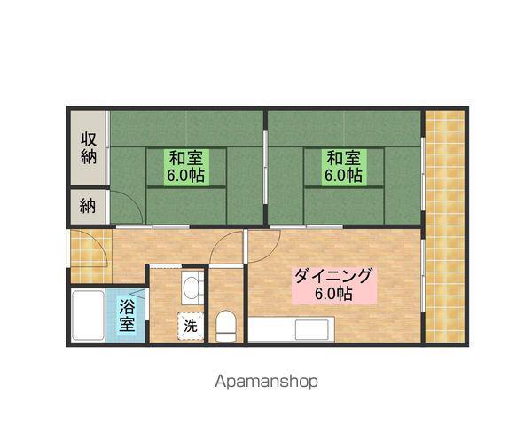 グリーンファンタン(2DK/2階)の間取り写真