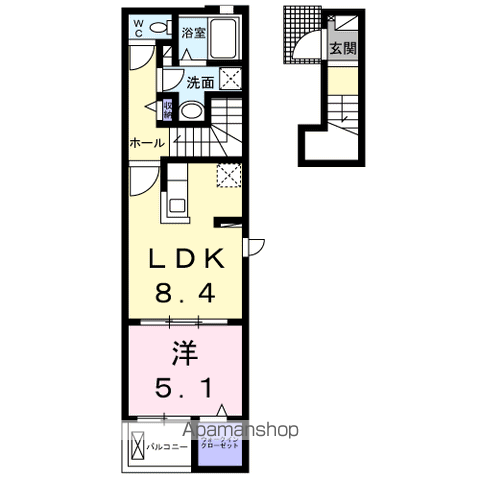カーム ヒルズ・ココ(1LDK/2階)の間取り写真