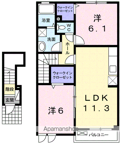 サルヴァトーレⅡB(2LDK/2階)の間取り写真