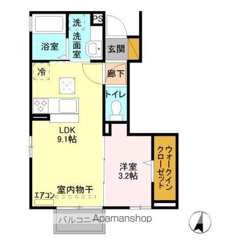 メゾンベール末広III(1LDK/1階)の間取り写真