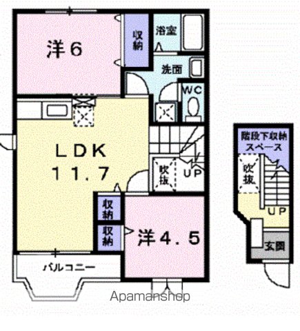 トゥー・ル・モンドI(2LDK/2階)の間取り写真