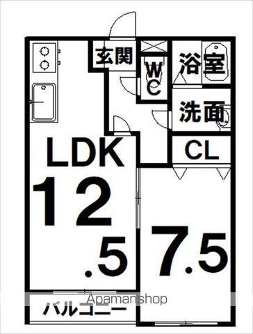 コンフォートピュア(1LDK/2階)の間取り写真