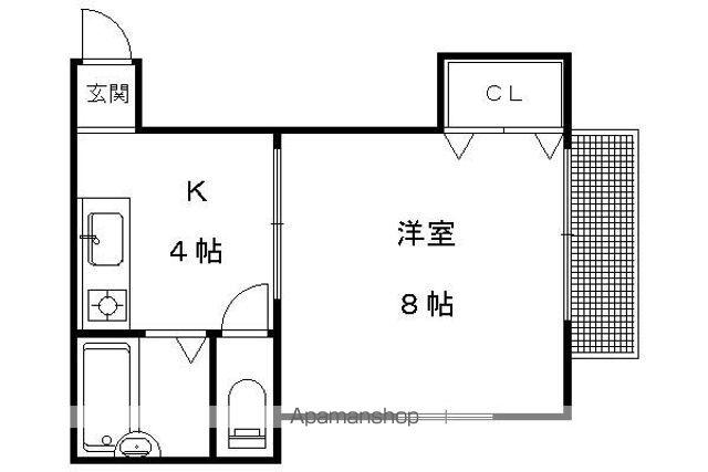 コーポ牧Ⅱ(1K/1階)の間取り写真