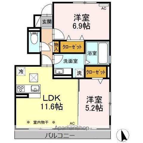 WINS X(2LDK/1階)の間取り写真