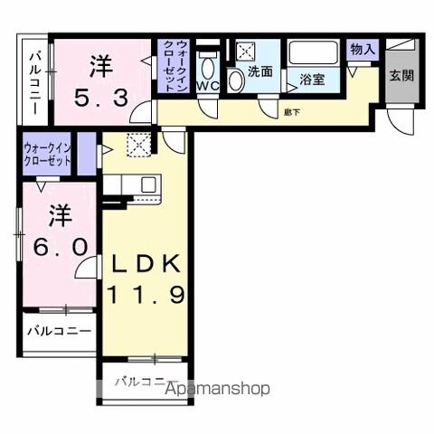 メゾンボヌール(2LDK/2階)の間取り写真
