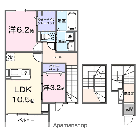 グレイス ケイ(2LDK/3階)の間取り写真