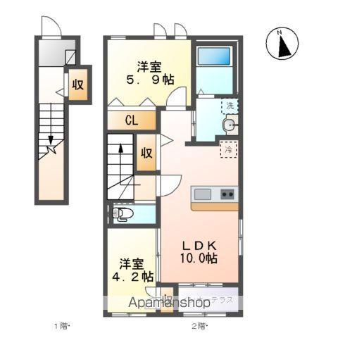 アクエリアス(2LDK/2階)の間取り写真