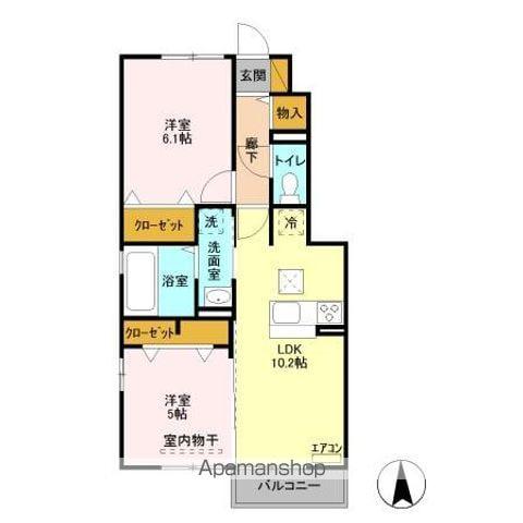 グリーンヒルズ(2LDK/1階)の間取り写真