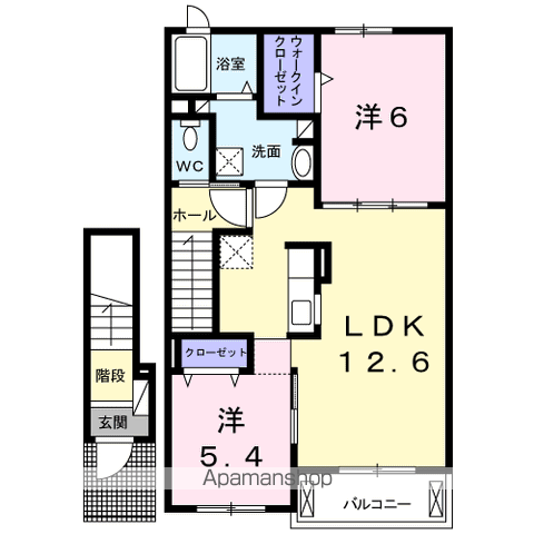 ベレット・レサン(2LDK/2階)の間取り写真