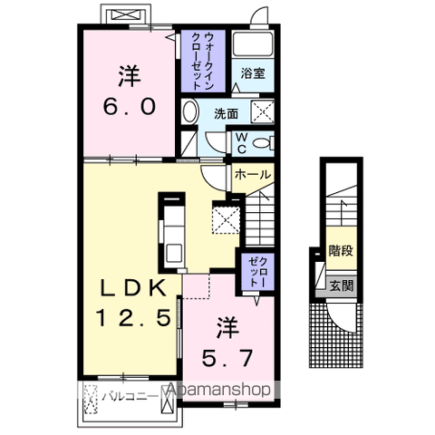 レオン Ⅰ(2LDK/2階)の間取り写真
