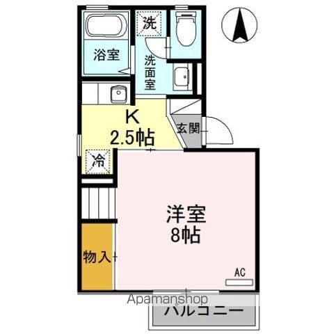 ロイヤルファミール C(1K/2階)の間取り写真