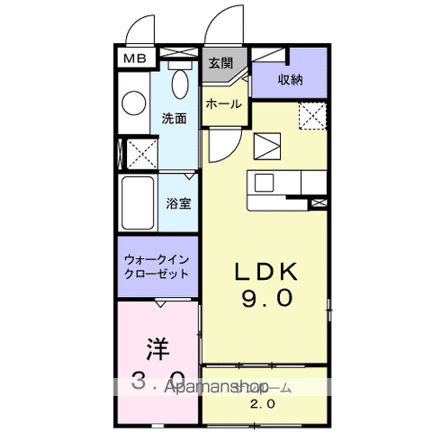ベルアビタシオンⅡ(1LDK/1階)の間取り写真