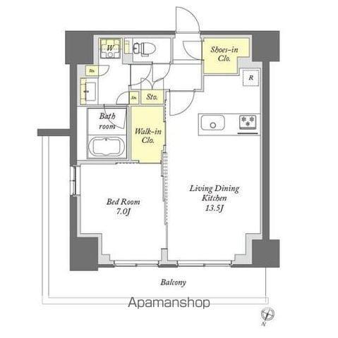 プライムメゾン千葉新町(1LDK/13階)の間取り写真