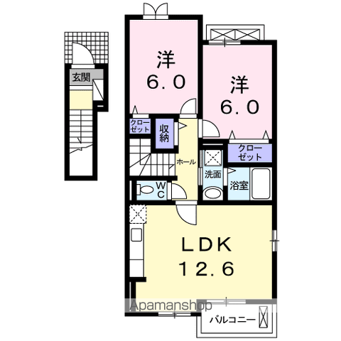 ドマーニ・E(2LDK/2階)の間取り写真
