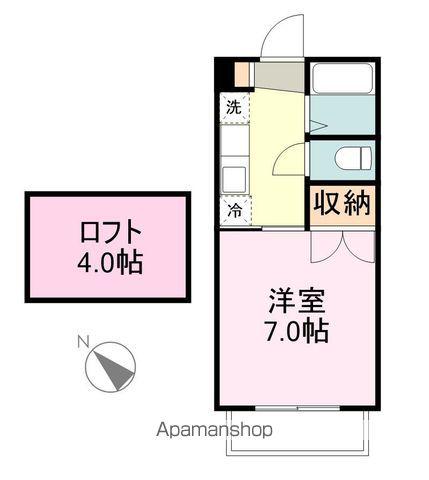 プリンスコート山手町A(1K/2階)の間取り写真