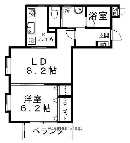 グランドソレーユ南町(1LDK/1階)の間取り写真