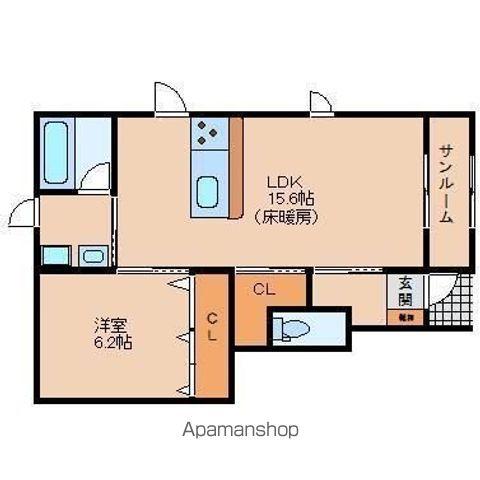 グランフォレスト2番館(1LDK/1階)の間取り写真