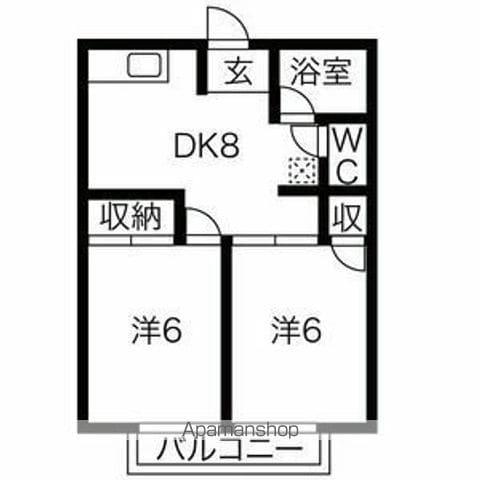 RIVER・S唐瀬(2DK/2階)の間取り写真