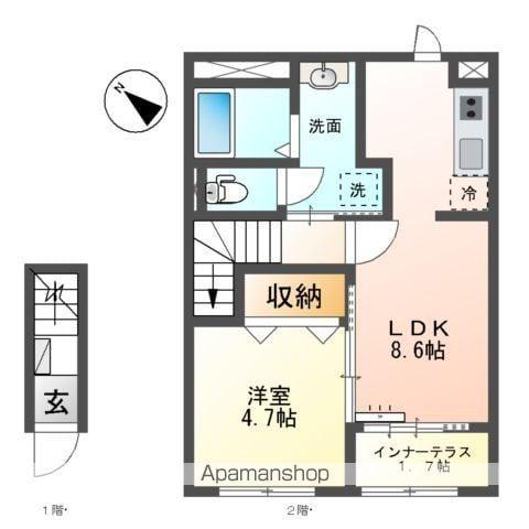 フラワーフォレスト(1LDK/2階)の間取り写真