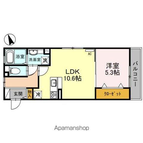 シャルムC(1LDK/3階)の間取り写真