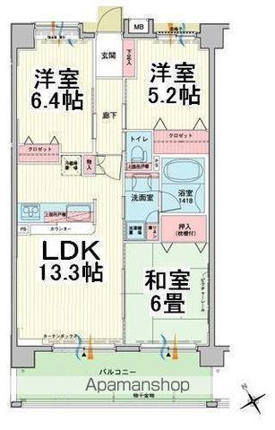 ベルメゾン元加治ヒルズ(3LDK/2階)の間取り写真