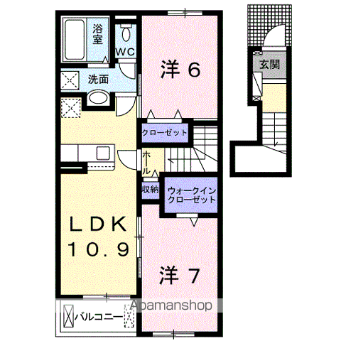 サウス・スピカ(2LDK/2階)の間取り写真