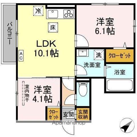 ブリリアントYN(2LDK/1階)の間取り写真