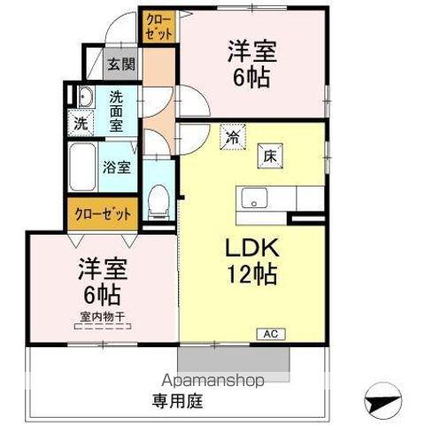 カーサ城北 A棟(2LDK/1階)の間取り写真