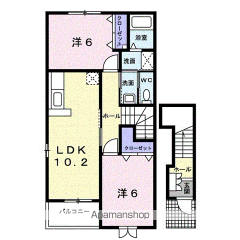 ル シェル ヴィラージュ(2LDK/2階)の間取り写真