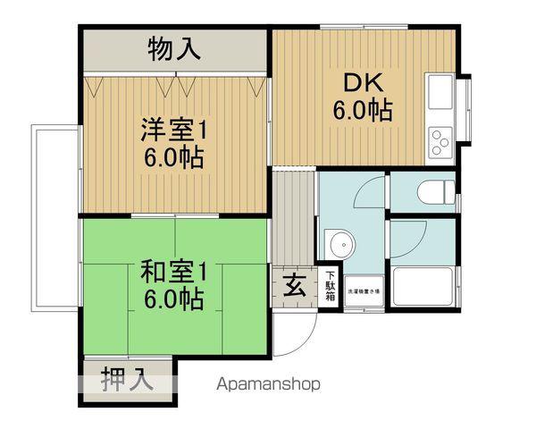 ハイツコスモスB棟(2DK/2階)の間取り写真