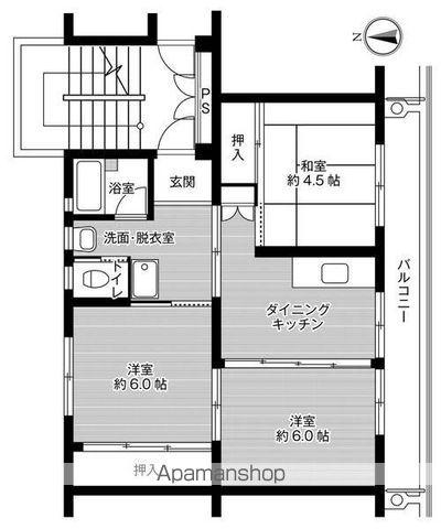 ビレッジハウス中川原2号棟(3DK/3階)の間取り写真