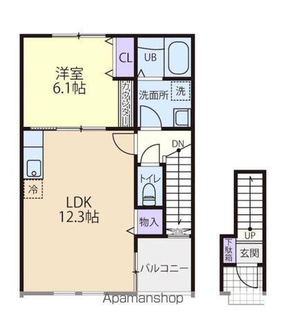 ラピスパンシオン(1LDK/2階)の間取り写真