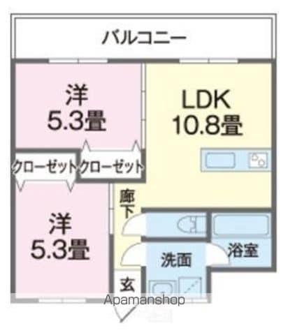 アガット(2LDK/2階)の間取り写真