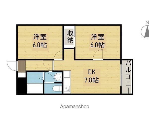 サンポートハイム舎利寺(2DK/7階)の間取り写真