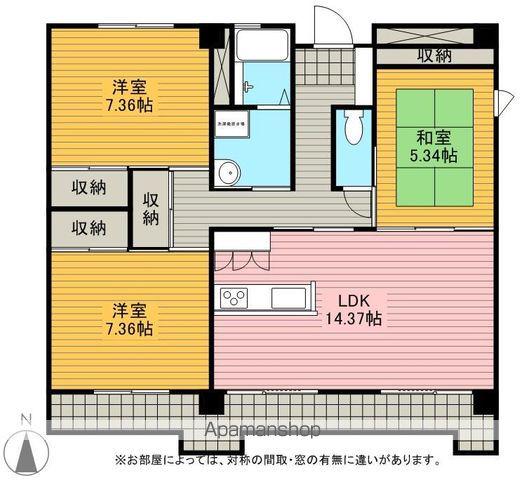 福島県郡山市 7階建 築23年(3LDK/3階)の間取り写真