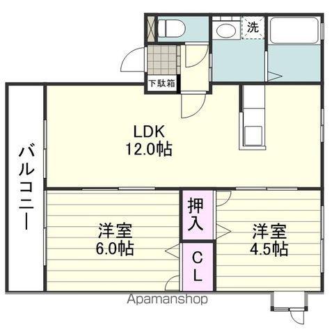 カサミラJ(2LDK/2階)の間取り写真