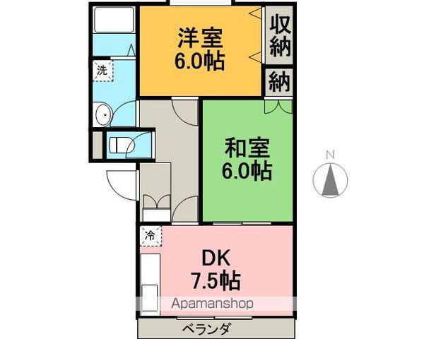 レジデンスやまと(2DK/1階)の間取り写真